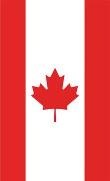 Bright red and white national flag of canada featuring a bold maple leaf design centered on a clean white background