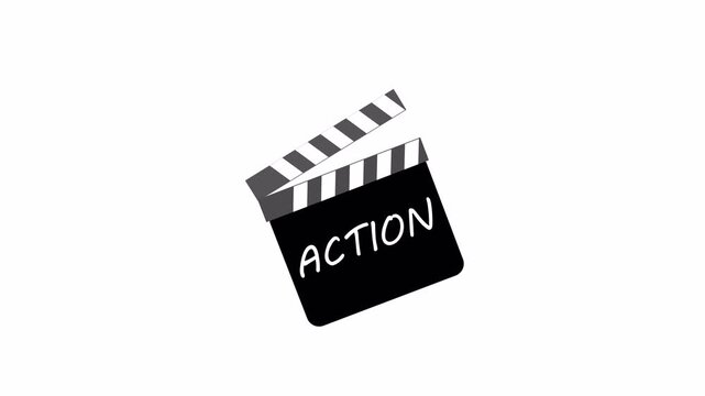 Movie clapper board animation on transparent background, deleted scenes  and retake words on film slate for uncut footage, mistake, bloopers, outtakes movie with alpha channel in 4k.