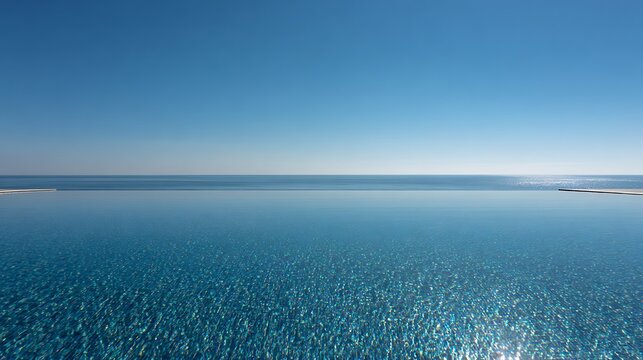 Clear Blue Infinity Pool and Ocean Horizon