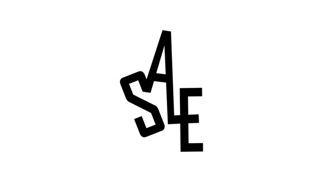 a inscription depicting a sale, black isolated silhouette