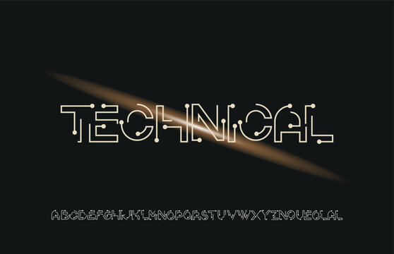 Futuristic Digital Circuit Board Display Font for Cyber Technology Branding and Electronic Microchip Typography Design, 