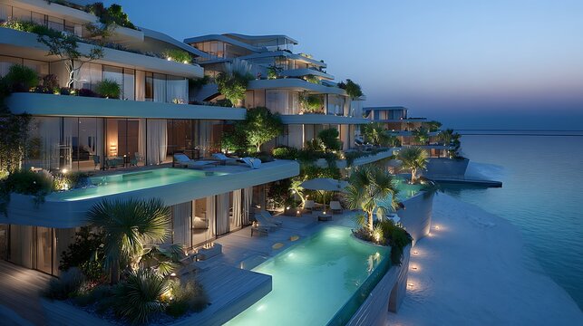 Luxury Villa with Infinity Pool and Ocean View at Sunset
