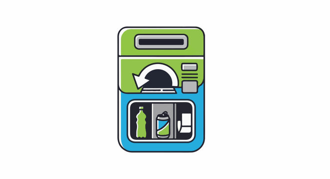 A colorful icon of a modern recycling machine for bottles and cans