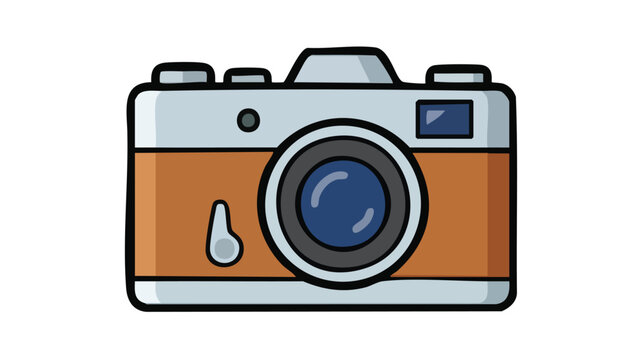 Retro style camera icon with brown and silver design