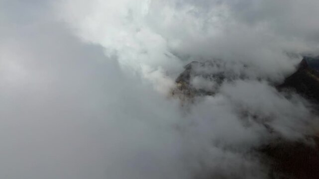 Clouds on the top of Roque del Conde mountain, Tenerife.
