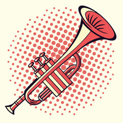 Pop art trumpet musical instrument pop art retro vector. © naz