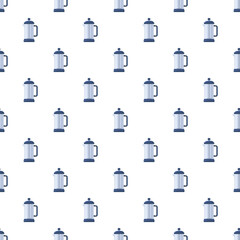 Fototapeta premium French press coffee makers forming a seamless vector pattern on a white background