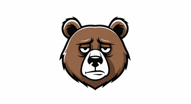Sad, tired cartoon bear face with drooping eyes and mouth