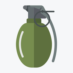 Obraz premium Explosive Symbol: A stylized representation of a hand grenade, rendered in a minimalist flat design, its iconic form symbolizing the raw power and danger.