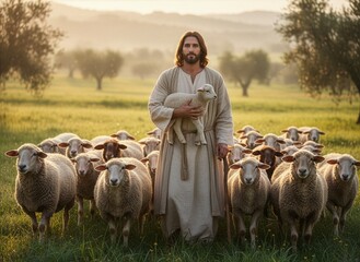 Jesus as the Good Shepherd leading the sheep   © Monika