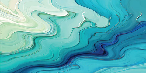 Fototapeta premium Elegant turquoise marble background with soft gold lines.Fluid marble art inspired by water and light