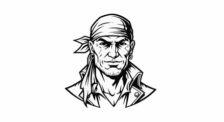 Obraz premium Fierce man with bandana, earrings, and open collar shirt