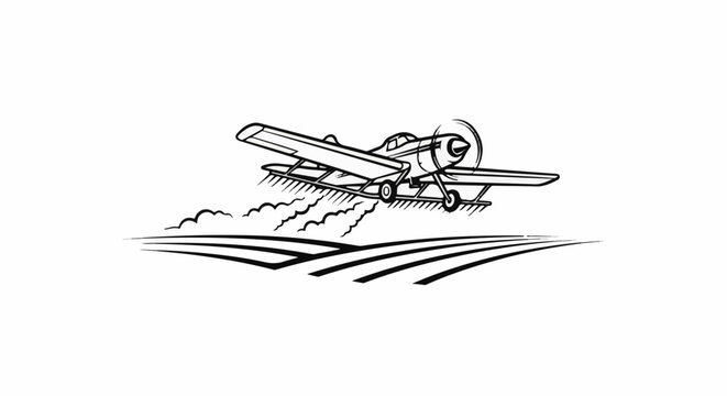 Crop duster sprays fields with a stylized, graphic approach