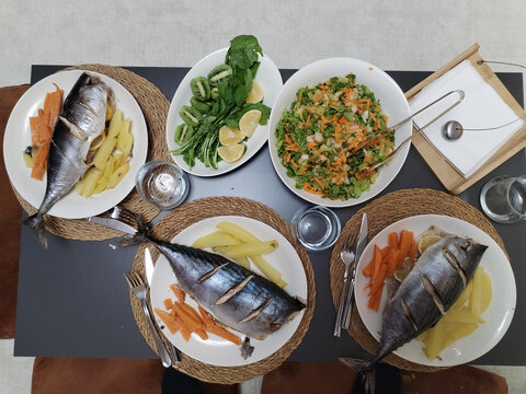 Oven-roasted Sarda sarda fish