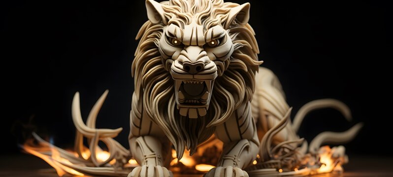 liger shaped matchstick carving,generative AI