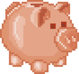 Naklejka premium Piggy Bank Saving Pixel Art
