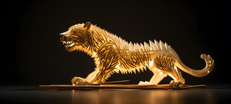 liger shaped matchstick carving,generative AI