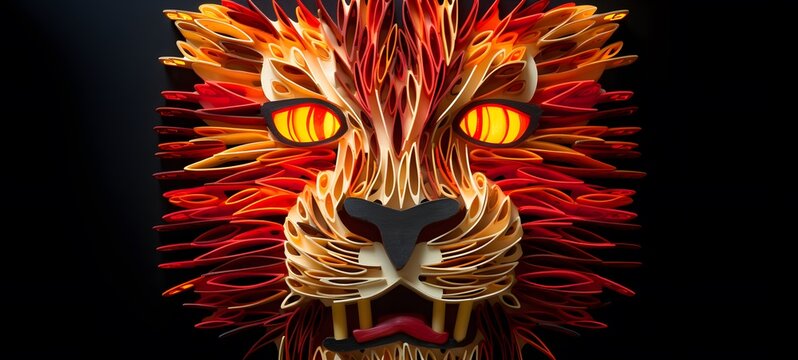 liger shaped matchstick carving,generative AI