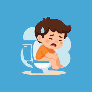 Child Struggling with Constipation icon logo flat vector design