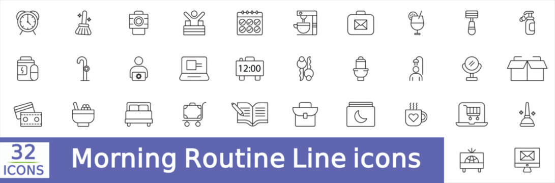 Morning Routine Daily Habits Rituals Icon Collection