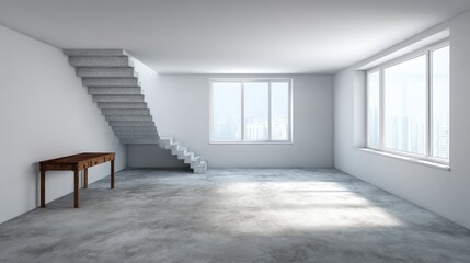 Fototapeta premium A spacious white interior designed for morning ambiance