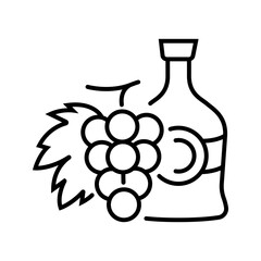 Fototapeta premium Cognac bottle icon. Food and spirits line symbol. Black and white.