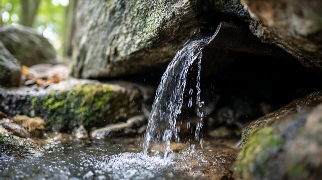 Mountain Stream Water Spilling Over Stones / 石を越えてこぼれ落ちる山の小川の水