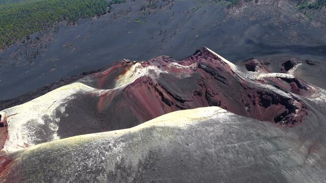 Aerial View Tajogaite Volcanic Crater and Los Llanos Lava Aftermath La Palma Canary Islands Spain; Seismic Activity Monitoring Volcanology and Future Eruption Forecasting