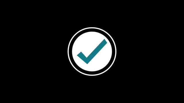 Animated Blue Check Mark Icon on Black Background  Verification Tick Motion Graphic