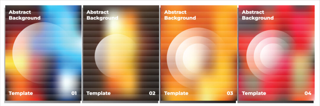 Four vertical panels displaying gradient color schemes with 'irida' branding and subtle text details