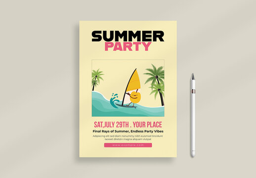 Summer Party Flyer Design Template