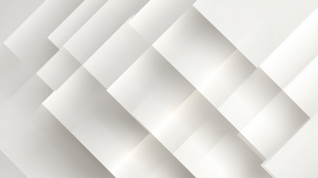 Abstract white and gray geometric background with diagonal lines and subtle shadows in a minimalist style.