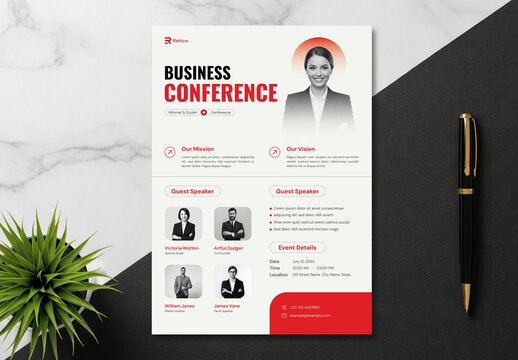 Professional Conference Agenda Event Schedule Flyer Template