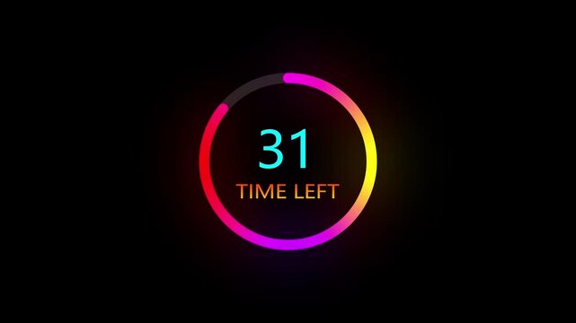 36 seconds countdown timer animation. inside a yellow and red circle on white background emergency timer countdown animation, and 4k video.