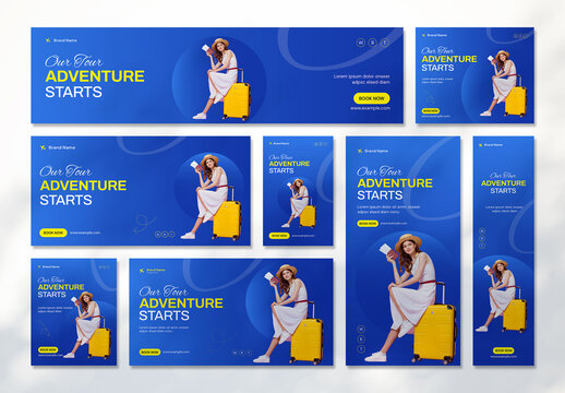 Travel Web Banner Set Template Design