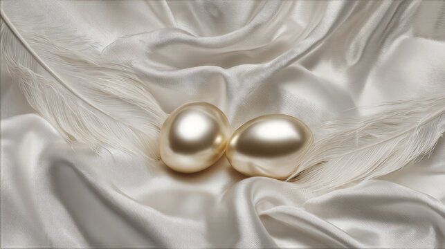 A detailed close-up of several white silkworm cocoons forming a textured arrangement