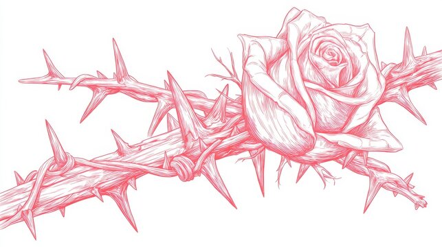 An elegant rose flower tattoo design isolated on a white background
