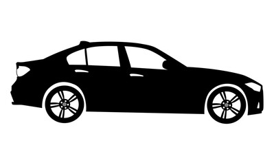 Fototapeta premium Black moving car icon isolated on white background. Suitable for all businesses.