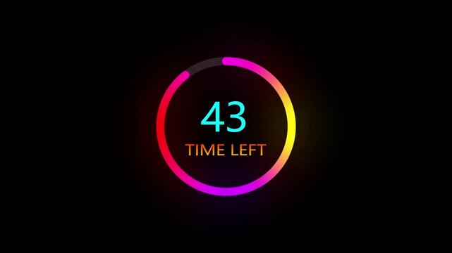 48 seconds countdown timer animation. inside a yellow and red circle on white background emergency timer countdown animation, and 4k video.