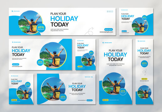 Travel Web Banner Set Template Design