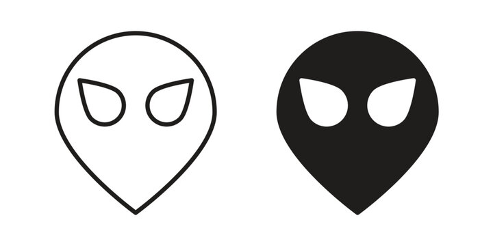 Alien icon design, logo, app, template set. Black icons