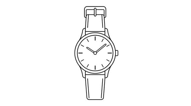 Minimalist analog watch, a classic timepiece with a leather strap, elegant wrist accessory for fashion and timekeeping isolated PNG with Transparent Background