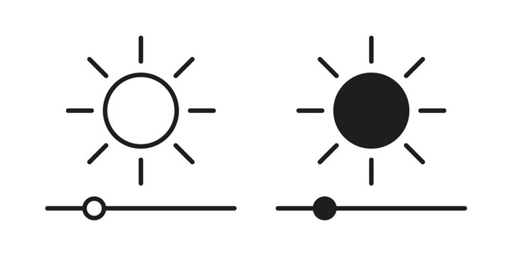 Brightness icon design, logo, app, template set. Black icons