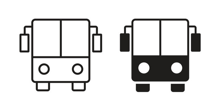 Bus icon design, logo, app, template set. Black icons