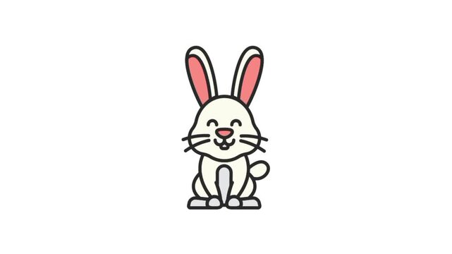 Rabbit cartoon character 3d animation. Cute Bunny icon