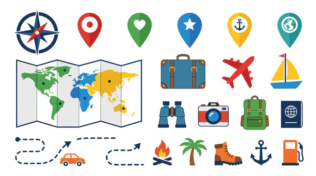 Travel icons and symbols collection.