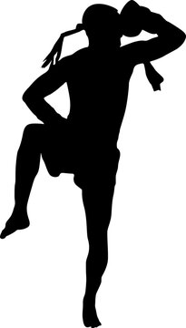 Muay Thai fighter silhouette performing traditional Wai Kru Ram Muay dance