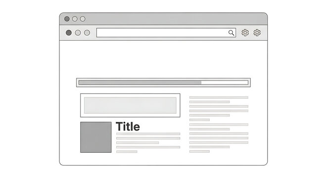 Minimalist Browser Window Mockup with Loading Bar and Content Placeholder