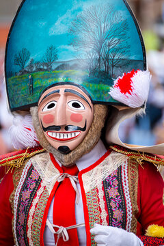 Mazcara da Xironda carnival figure close up with hand painted mitra The Concept of Folklore