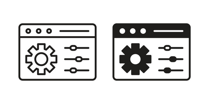 Control panel icon design, logo, app, template set. Black icons
